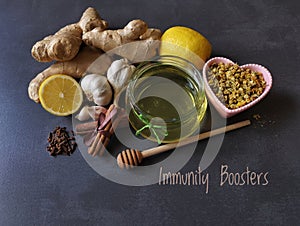 Foods to naturally boost immune system. Natural homemade remedies to fight colds, flu, cough. Immune-boosting food.