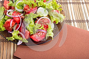 Foodstyle background closeup view of a dish with fresh salad