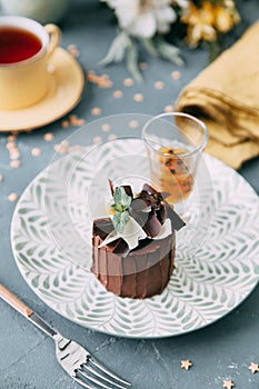 Foodstyling with tea on wooden background