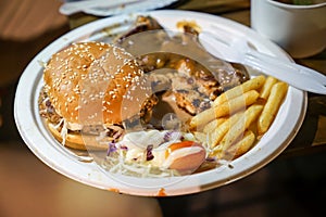 Foodtruck burger, lowprice with frenchfried., Bangkok, Thailand photo