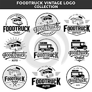 Foodtruck vintage logo collection photo