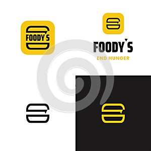 Foody\'s Burger End Hunger Fastfood Clean and simple logo design