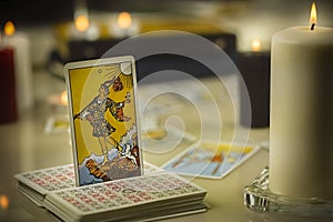 The Fool, Major Arcana, illustrative editorial tarot cards. photo