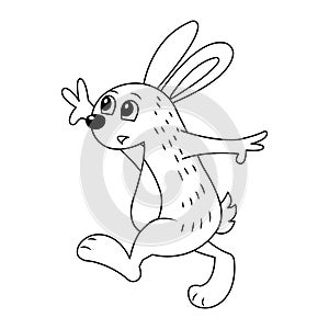 The Foolish Rabbit Vector Cartoon Colorless