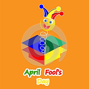 Fools day laughing face joke with gift box