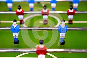 Foosball table closeup