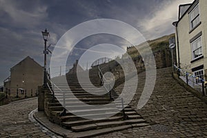 At the foot of the 199 Steps in Whitby, North Yorkshire