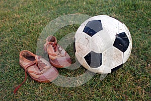 Foot ball and old shose