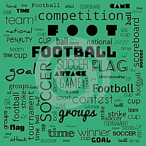 foot ball word cloud,text,word cloud use for banner, painting, motivation, web-page, website background, t-shirt & shirt printing