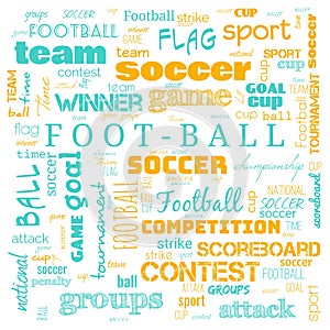 foot ball word cloud,text,word cloud use for banner, painting, motivation, web-page, website background, t-shirt & shirt printing