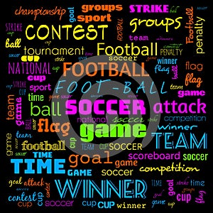 foot ball word cloud,text,word cloud use for banner, painting, motivation, web-page, website background, t-shirt & shirt printing