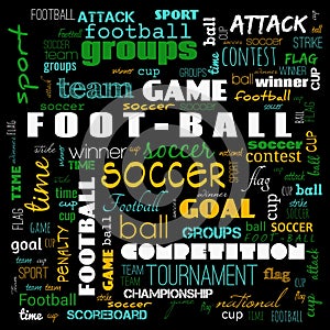 foot ball word cloud,text,word cloud use for banner, painting, motivation, web-page, website background, t-shirt & shirt printing