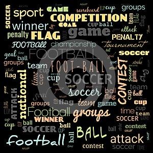 foot ball word cloud,text,word cloud use for banner, painting, motivation, web-page, website background, t-shirt & shirt printing