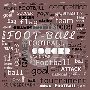 foot ball word cloud,text,word cloud use for banner, painting, motivation, web-page, website background, t-shirt & shirt printing