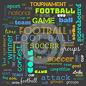 foot ball word cloud,text,word cloud use for banner, painting, motivation, web-page, website background, t-shirt & shirt printing