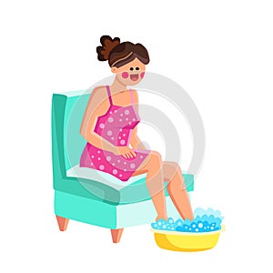 Foot Bath Therapeutical Procedure Make Girl Vector