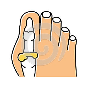 foot big toe bone gout color icon vector illustration