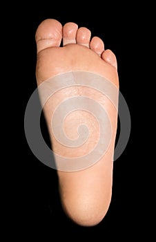 Foot on a black background