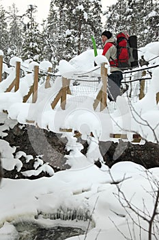 Foot-bridge Oulanka National Park. Finland. photo