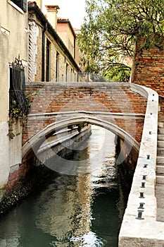 Foot Bridge over Narrow Canal, Venice, Italy