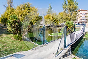 Foot bridge at Parque Infante Dom Pedro park in Aveiro, Portug