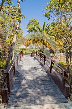 Foot bridge at Parque Infante Dom Pedro park in Aveiro, Portug photo