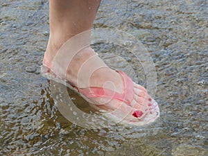 Foot in the bubble water