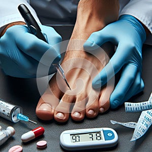 Foot care education for diabetics at World Diabetes Day event, emphasizing foot checks photo