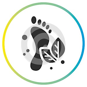 foot care icon, beauty spa concept, leg with leaves, green footprint, flat symbol