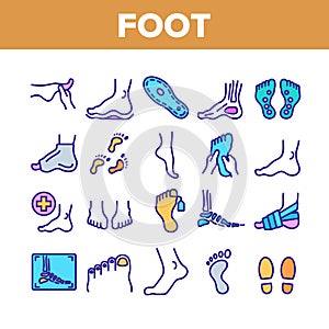 Foot Human Body Part Collection Icons Set Vector