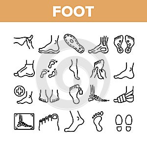 Foot Human Body Part Collection Icons Set Vector
