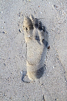 Foot imprint on sand