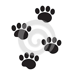 Foot marks of an animal icon, flat, cartoon style. Traces of dog paw isolated on white background. Vector illustration