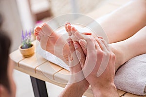 The foot massage in medical spa