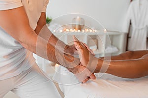 Foot massage at a serene spa setting
