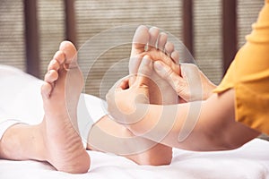 Foot massage in the spa centar photo