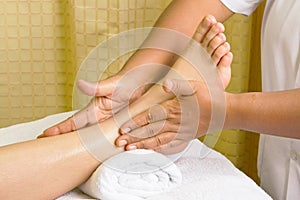 Foot massage, spa foot oil treatment