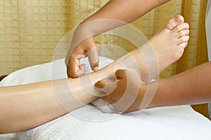 Foot massage, spa foot oil treatment