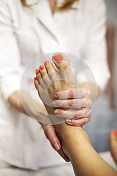 Foot massage, spa foot treatment.