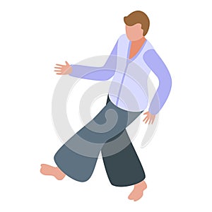 Foot move aikido icon isometric vector. Sport character