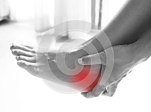 Foot pain, heel pain from tendon inflammation And overweight