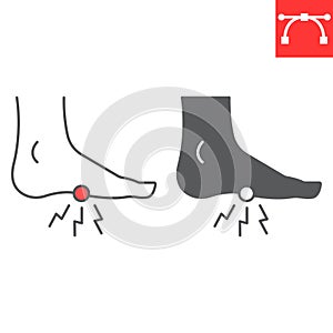 Foot pain line and glyph icon