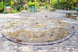 Foot path with pebbles for foot massage