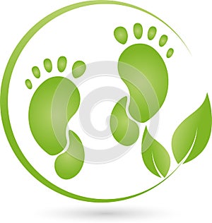 Foot and plant, leaves, foot care and orthopedics logo photo