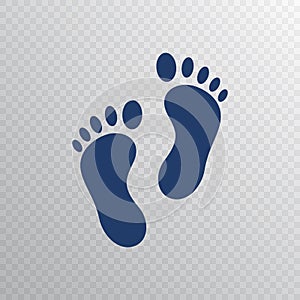 Foot print icon in flat style. Foot step isolated on transparent background. Vector illustration