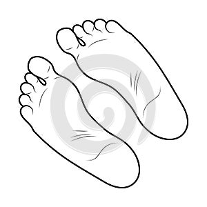 Foot print icon outline design isolated on white background