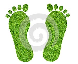 A foot print made of green grass isolated