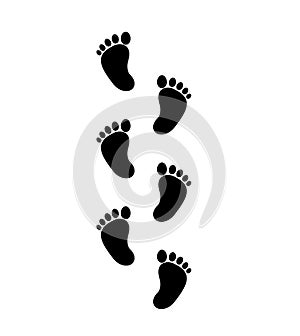 Foot print vector icon, Feet tacks on white. Stock vector illustration