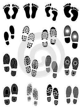 Foot prints icons set