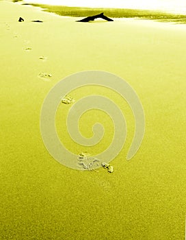 Foot prints on sand minimal